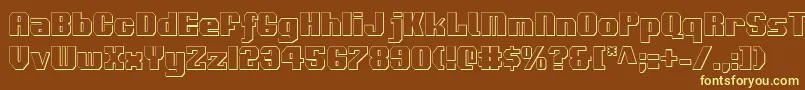 Voortrekker3Dc-fontti – keltaiset fontit ruskealla taustalla