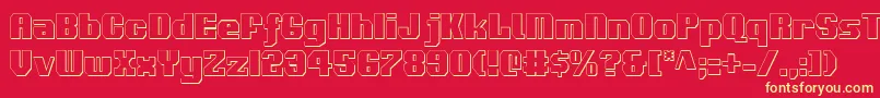 Voortrekker3Dc-Schriftart – Gelbe Schriften auf rotem Hintergrund