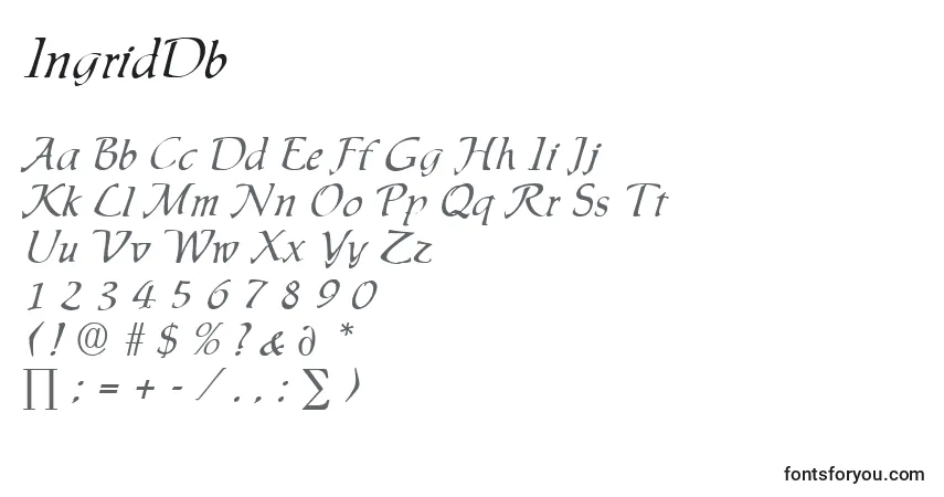 A fonte IngridDb – alfabeto, números, caracteres especiais