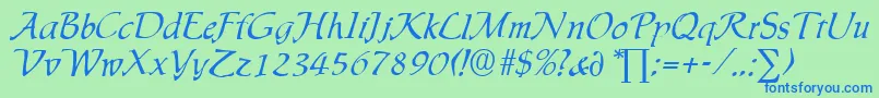 IngridDb Font – Blue Fonts on Green Background