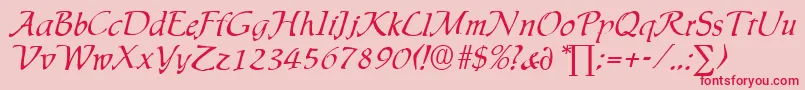 Czcionka IngridDb – czerwone czcionki na różowym tle