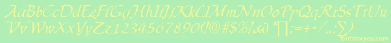 IngridDb-Schriftart – Gelbe Schriften auf grünem Hintergrund