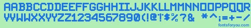 PixelsplitterBold Font – Blue Fonts on Green Background