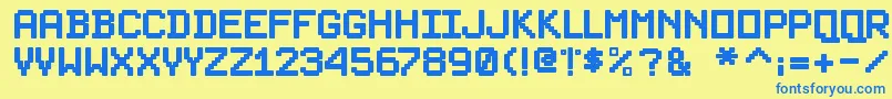 PixelsplitterBold Font – Blue Fonts on Yellow Background