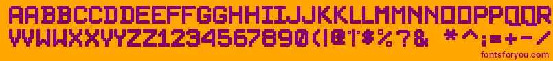 PixelsplitterBold-Schriftart – Violette Schriften auf orangefarbenem Hintergrund