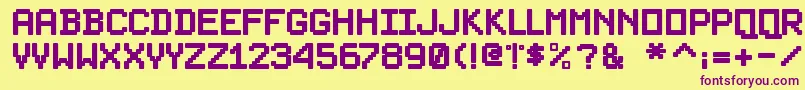 PixelsplitterBold Font – Purple Fonts on Yellow Background
