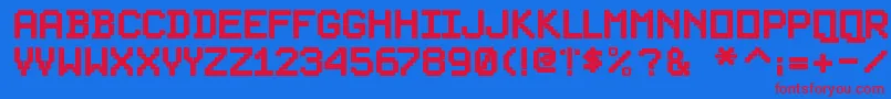 PixelsplitterBold Font – Red Fonts on Blue Background