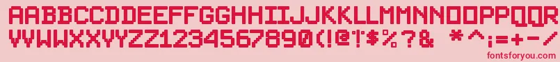 PixelsplitterBold Font – Red Fonts on Pink Background