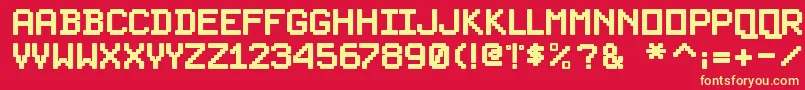 PixelsplitterBold Font – Yellow Fonts on Red Background