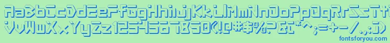Czcionka ProcyonShadow – niebieskie czcionki na zielonym tle