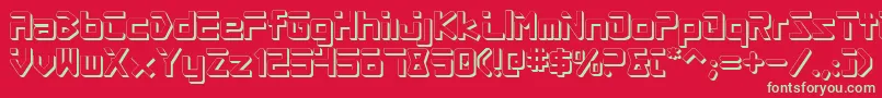 フォントProcyonShadow – 赤い背景に緑の文字