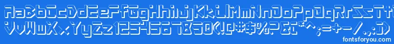 ProcyonShadow-Schriftart – Weiße Schriften auf blauem Hintergrund