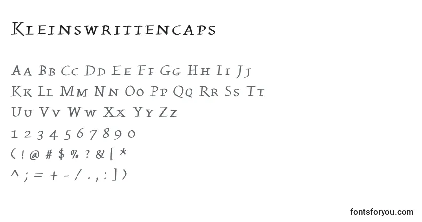 Kleinswrittencaps Font – alphabet, numbers, special characters