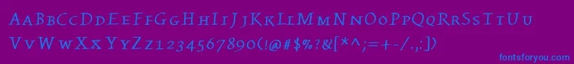 Kleinswrittencaps Font – Blue Fonts on Purple Background