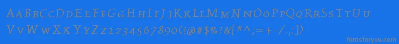 Kleinswrittencaps-Schriftart – Graue Schriften auf blauem Hintergrund