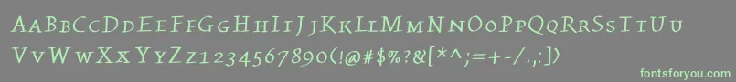 Kleinswrittencaps Font – Green Fonts on Gray Background