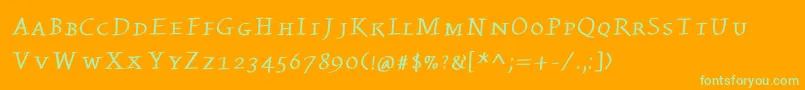 Kleinswrittencaps Font – Green Fonts on Orange Background