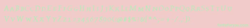 Kleinswrittencaps-Schriftart – Grüne Schriften auf rosa Hintergrund