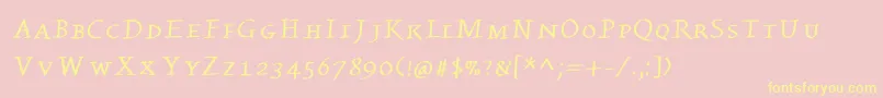 Kleinswrittencaps Font – Yellow Fonts on Pink Background