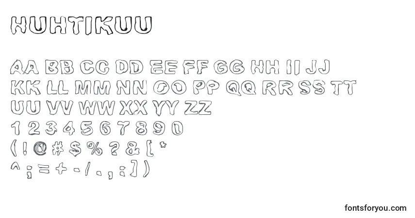 Fuente Huhtikuu - alfabeto, números, caracteres especiales