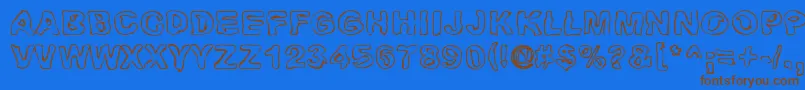 Huhtikuu-Schriftart – Braune Schriften auf blauem Hintergrund