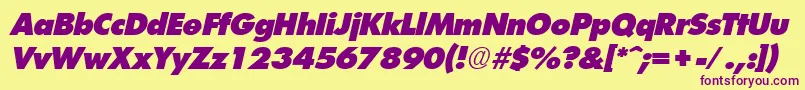 FuturistextraheavyItalic Font – Purple Fonts on Yellow Background