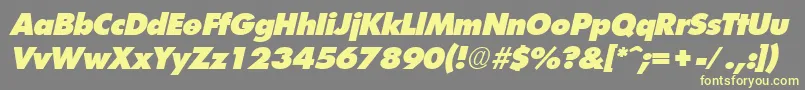 フォントFuturistextraheavyItalic – 黄色のフォント、灰色の背景