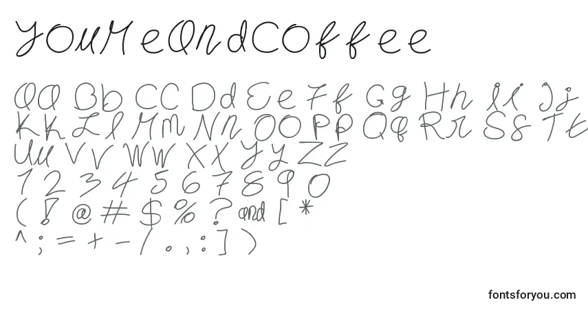 YouMeAndCoffeeフォント–アルファベット、数字、特殊文字