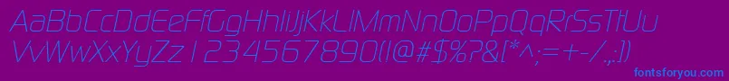 ModaernelightItalic-fontti – siniset fontit violetilla taustalla
