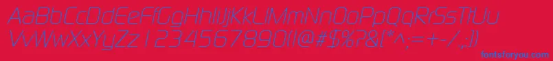 ModaernelightItalic Font – Blue Fonts on Red Background