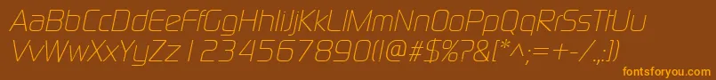 ModaernelightItalic Font – Orange Fonts on Brown Background