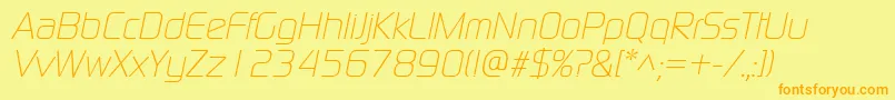 Fonte ModaernelightItalic – fontes laranjas em um fundo amarelo