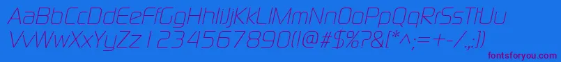 ModaernelightItalic Font – Purple Fonts on Blue Background