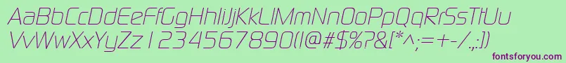 ModaernelightItalic Font – Purple Fonts on Green Background