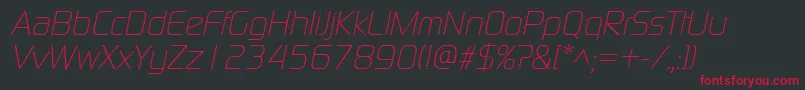 Czcionka ModaernelightItalic – czerwone czcionki na czarnym tle