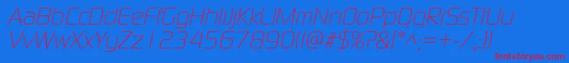 ModaernelightItalic Font – Red Fonts on Blue Background