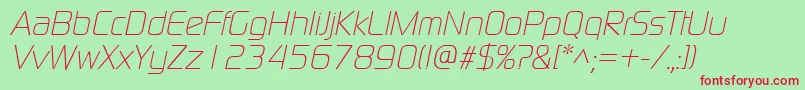 ModaernelightItalic Font – Red Fonts on Green Background