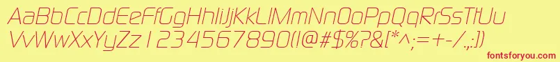 ModaernelightItalic Font – Red Fonts on Yellow Background