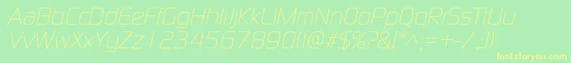 ModaernelightItalic Font – Yellow Fonts on Green Background