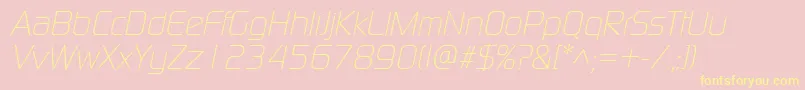 ModaernelightItalic-Schriftart – Gelbe Schriften auf rosa Hintergrund