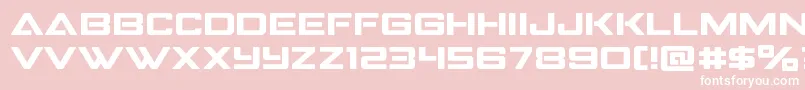 Strikefighterexpand-Schriftart – Weiße Schriften auf rosa Hintergrund