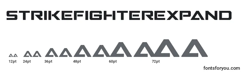 Размеры шрифта Strikefighterexpand