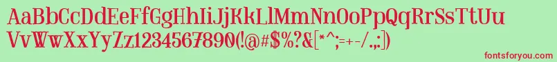 Czcionka MountregularPersonaluse – czerwone czcionki na zielonym tle