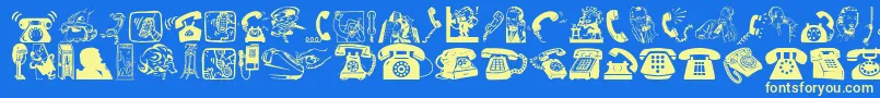 フォントIAmTelefonoIconsFont – 黄色の文字、青い背景