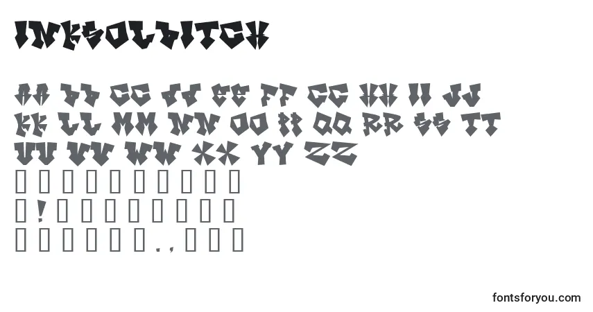 Czcionka InksOlBitch – alfabet, cyfry, specjalne znaki