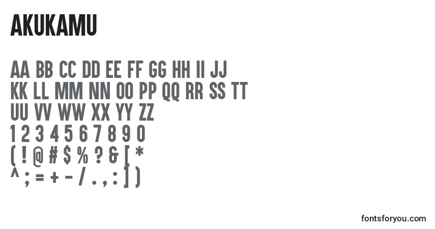 Fuente Akukamu - alfabeto, números, caracteres especiales