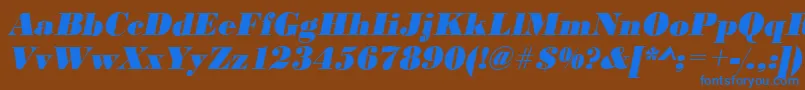 BodonistdXboldItalic Font – Blue Fonts on Brown Background