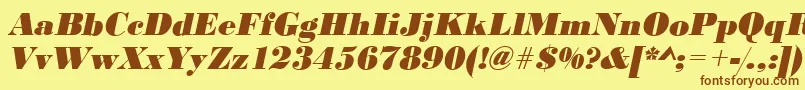 フォントBodonistdXboldItalic – 茶色の文字が黄色の背景にあります。