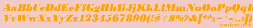 BodonistdXboldItalic-Schriftart – Orangefarbene Schriften auf rosa Hintergrund