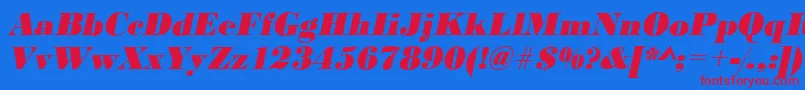 BodonistdXboldItalic Font – Red Fonts on Blue Background